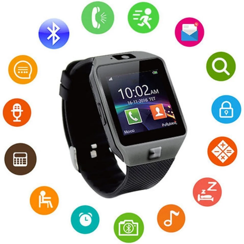 Veme Bluetooth Smart Watch with Camera for IOS and Andriod (Silver Frame/Black )